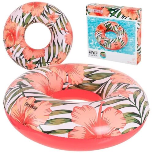 Bestway Tropical Palms Rosa och Vit Uppblåsbar Simring 119cm