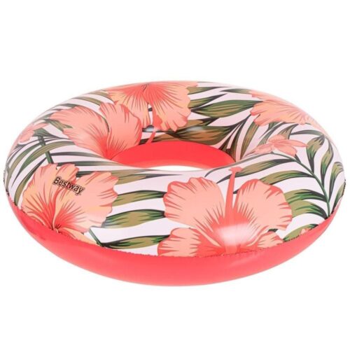 Bestway Tropical Palms Rosa och Vit Uppblåsbar Simring 119cm