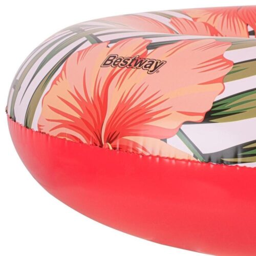 Bestway Tropical Palms Rosa och Vit Uppblåsbar Simring 119cm