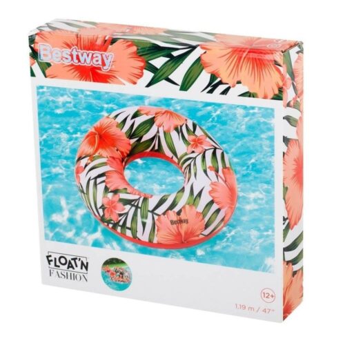 Bestway Tropical Palms Rosa och Vit Uppblåsbar Simring 119cm