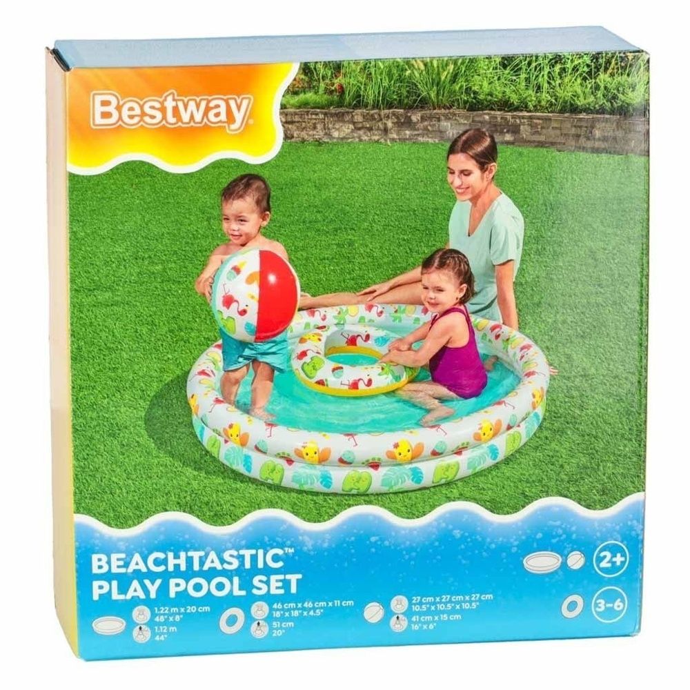 Bestway Pool Ball Circle plaskdamm med hjul och boll för barn – 122cm