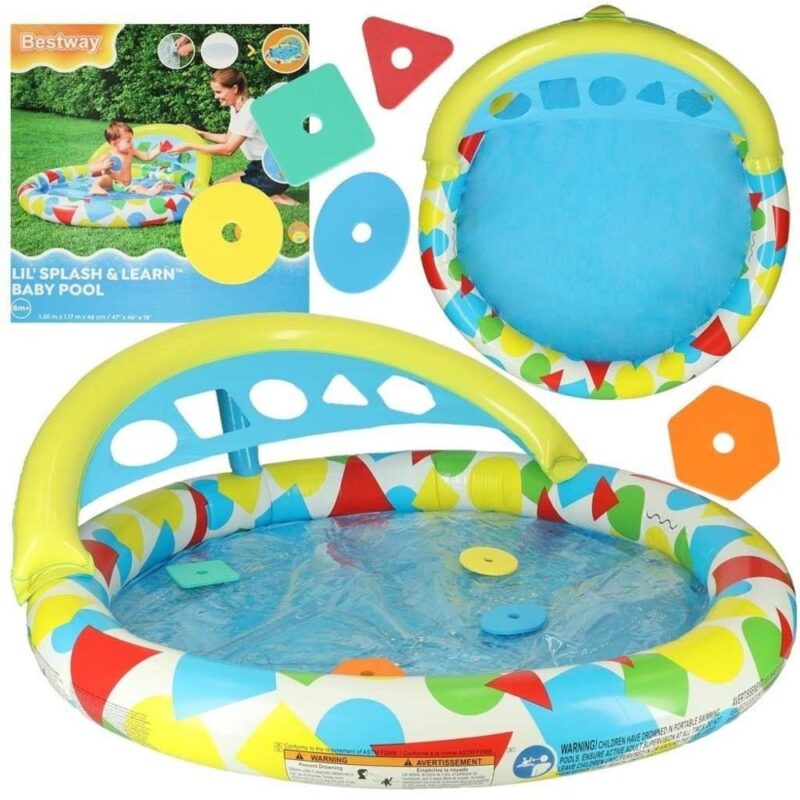 BESTWAY 52378 Babybubbelpool med formsorterare, 45L uppblåsbart badkar för småbarn