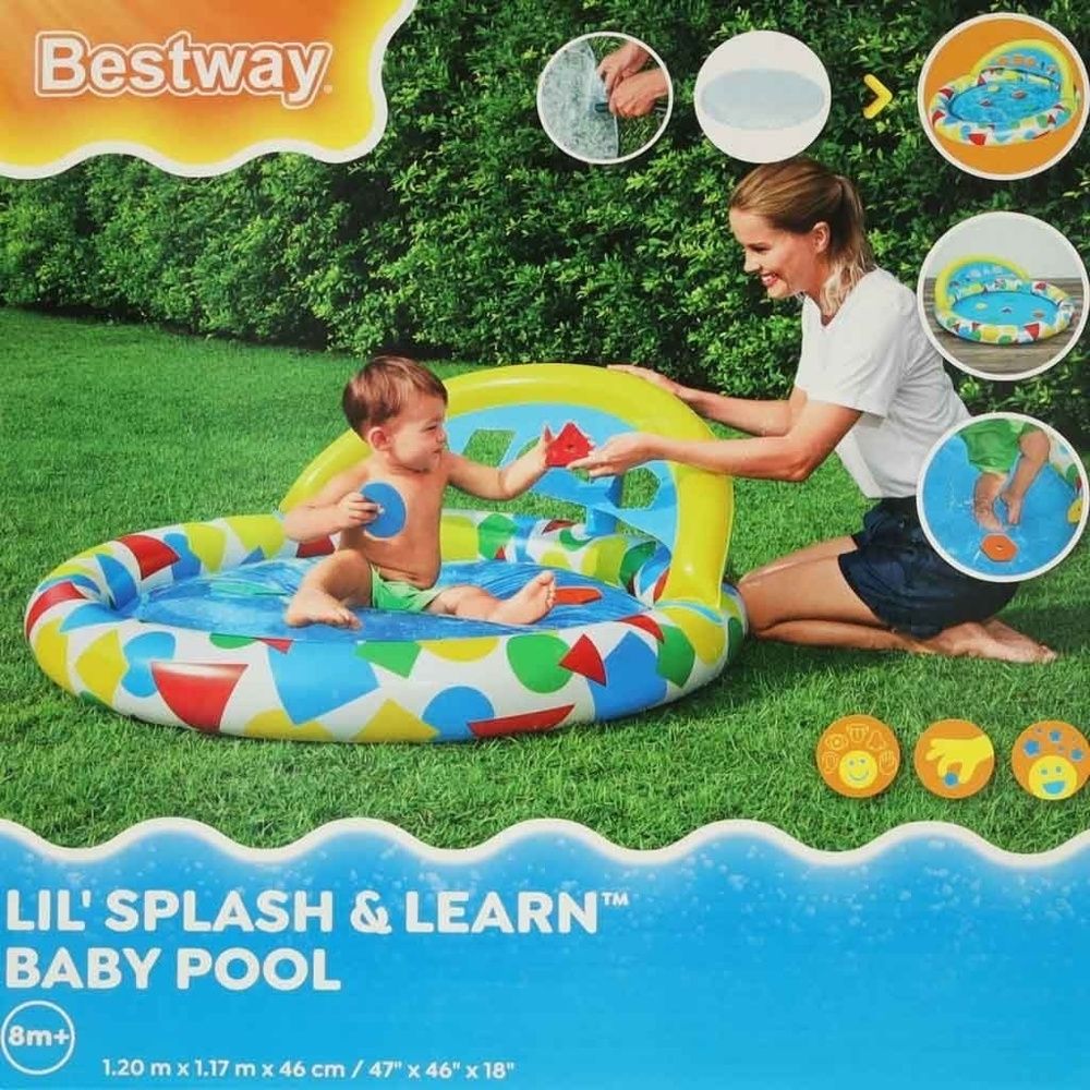 BESTWAY 52378 Babybubbelpool med formsorterare, 45L uppblåsbart badkar för småbarn