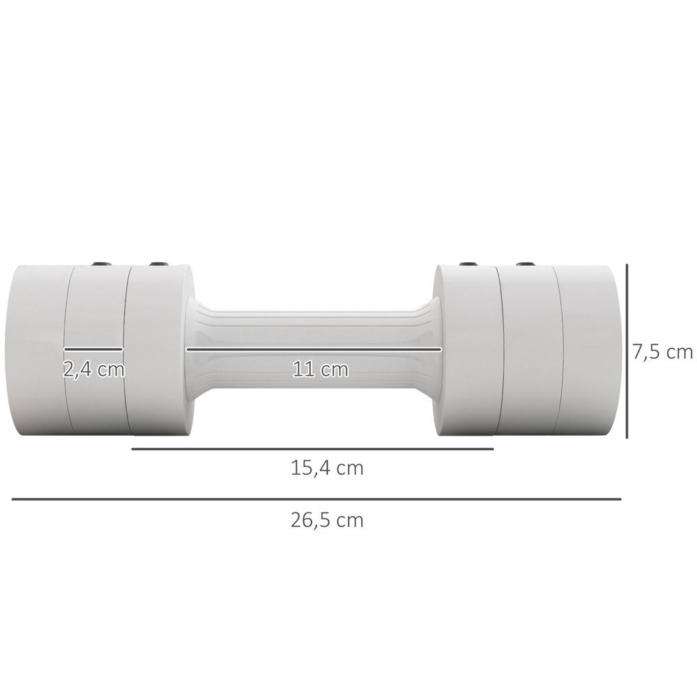 Ställbara hantlar, 1-2,5 kg, vit, golvvänlig, träna hemma