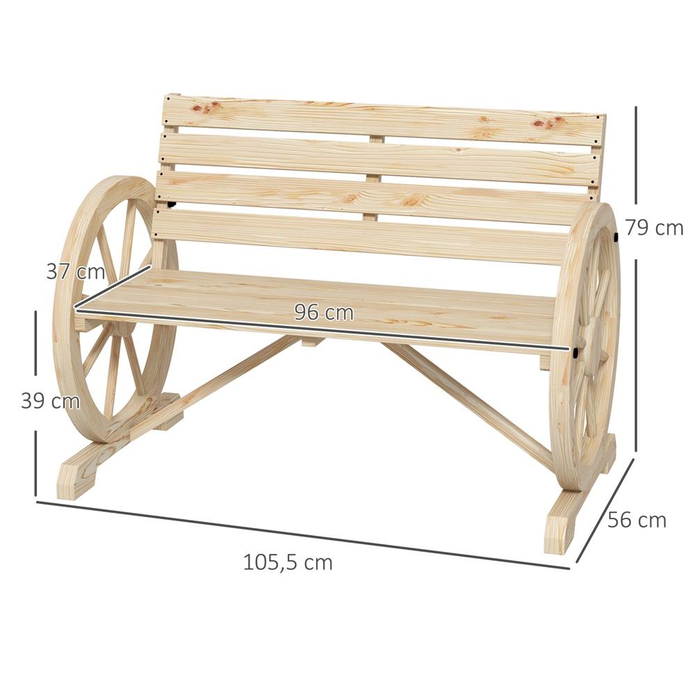 Rustik trädgårdsbänk i trä med armstöd – 2-sits (upp till 240 kg)