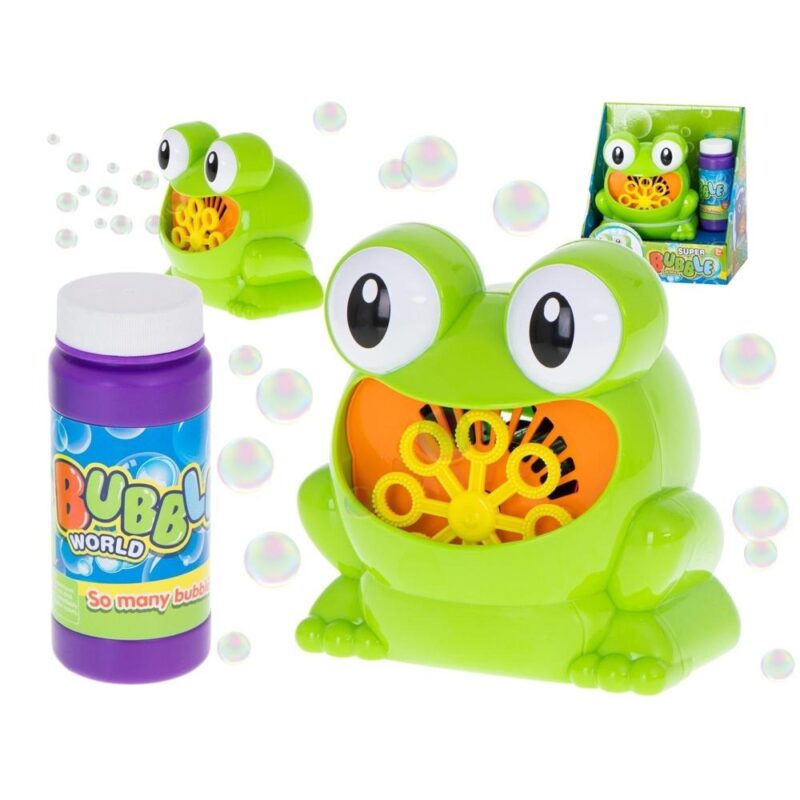 Green Frog Bubble Machine: Skapar färgglada bubblor för barn