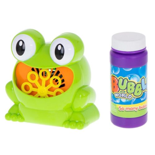 Green Frog Bubble Machine: Skapar färgglada bubblor för barn