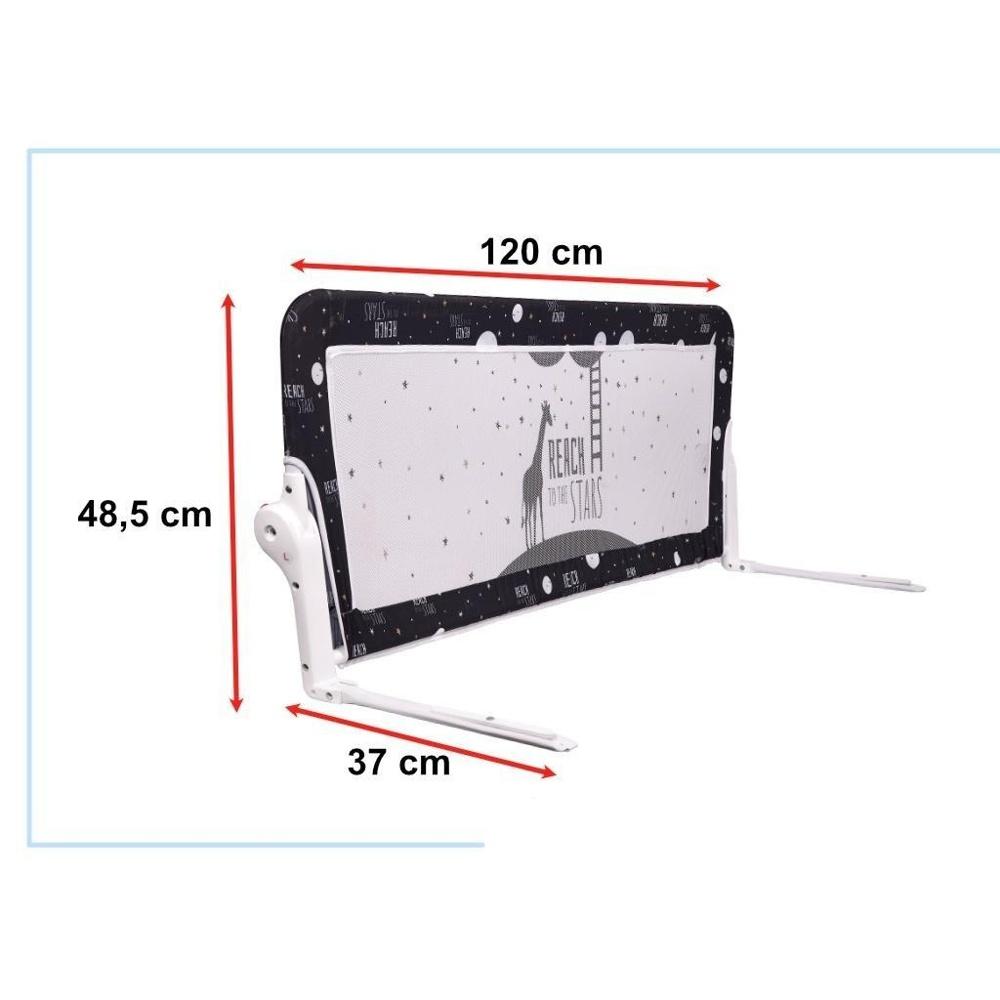 Säkerhetsskydd för sängräcke i svart, justerbar höjd 48,5 cm (120 cm bred)