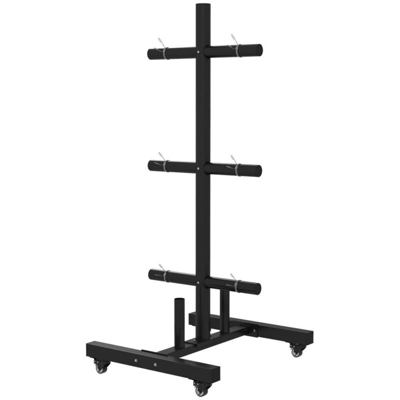 Black Steel Weight Plate Rack Organizer och skivstångsstativ – Rymmer 200 kg