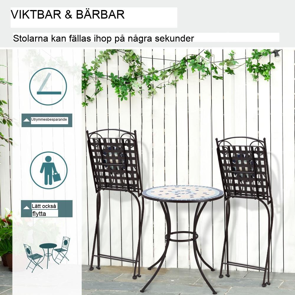 Nostalgisk Mosaic Bistro Set för 2 – Väderbeständig uteplatsmöbler