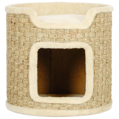 Khaki Cat Tower Barrel Skrapstolpe – 2 nivåer, Sisal Material