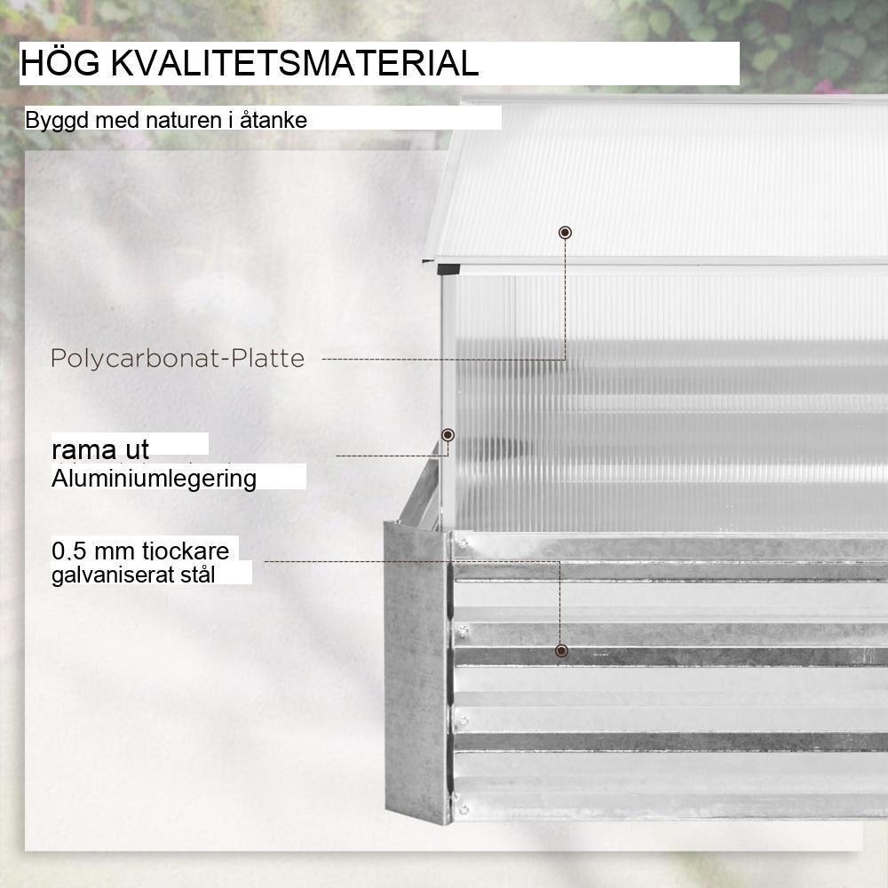 Upphöjd trädgårdssäng med takluckor, växthus för örter och grönsaker (126x107cm)