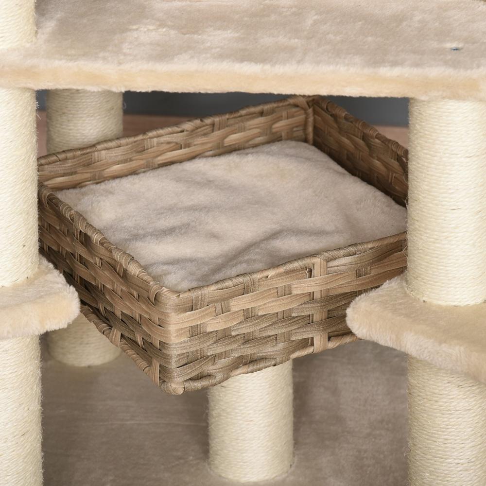 XXL Rattan Cat Tree med skrapstolpe, grotta och lägenhet