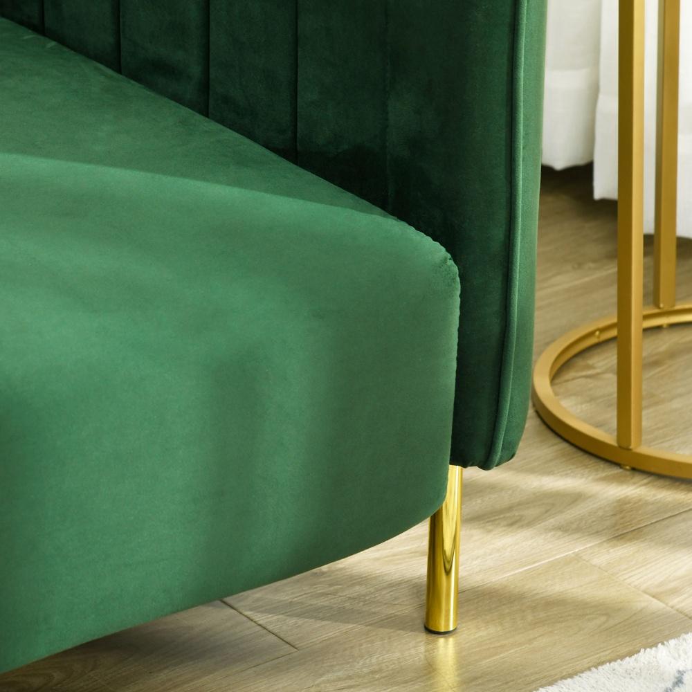 Green Velvet Retro 3-sits soffa med kuddar, 200cm