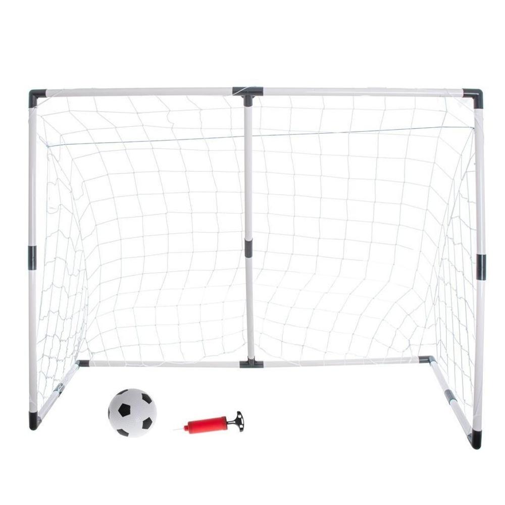 2-i-1 barnfotbollsmålset med boll och pump – justerbar storlek (143x110x70cm)