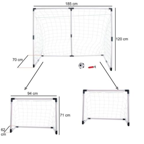 Hopfällbar 2-i-1 fotbollsmålset för barn, inkluderar boll och pump (185×120 cm)