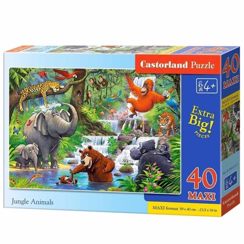 CASTORLAND Maxi Jungle Animals Golvpussel – 40 stora bitar för barn