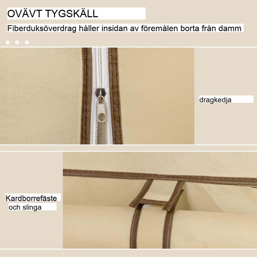 Beige tyggarderob med 8 hyllor och hängskenor för klädförvaring