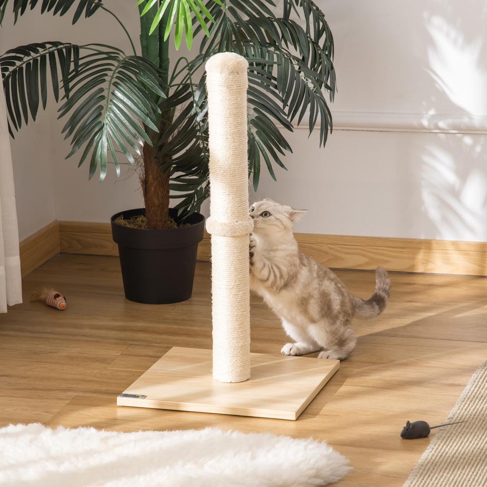 Sisal Cat Skrapstolpe Beige Ek 60cm Stall med Spånskiva Kula