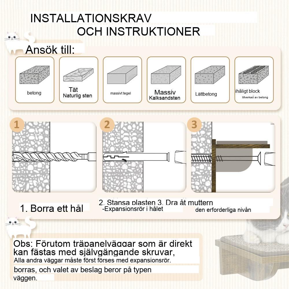 Cat Climbing Wall Set 8-delat – Sisal skrapstolpar och sittpinnar