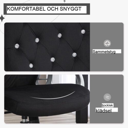 Ergonomisk kontorsstol med gungfunktion, justerbar höjd, svart