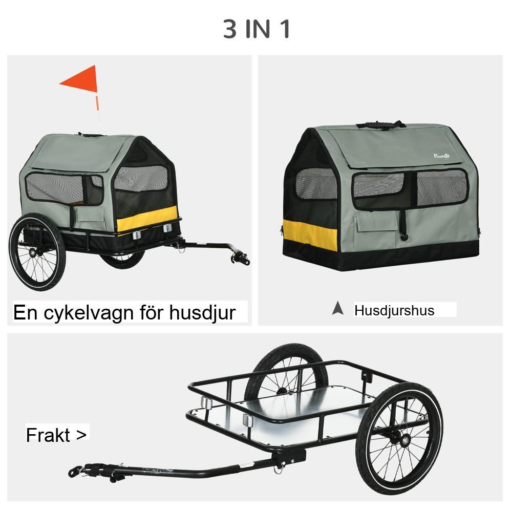 3-i-1 hundsläp och husdjurshus med reflexer, för små hundar upp till 10 kg Oxford Grey