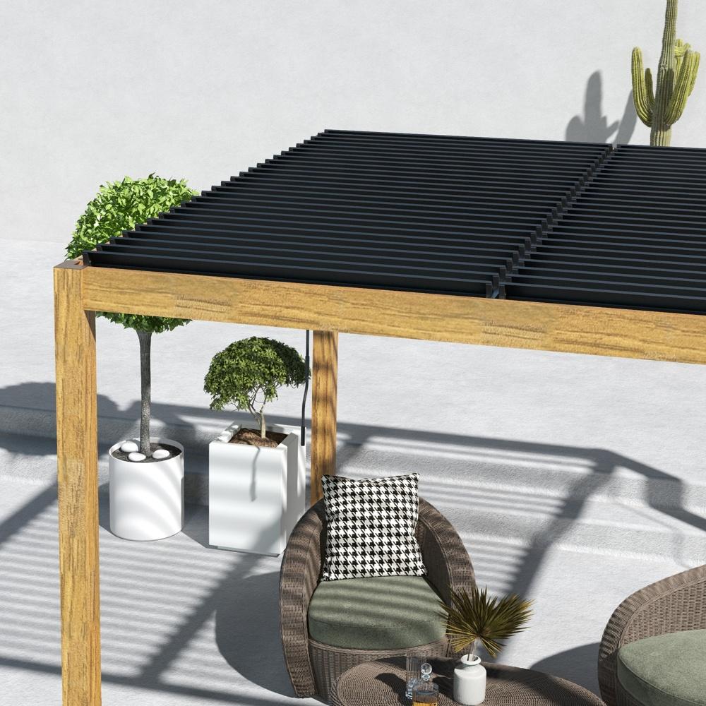 Justerbar aluminiumpergola, UV-skydd, 3x3m altantak för trädgård och balkong