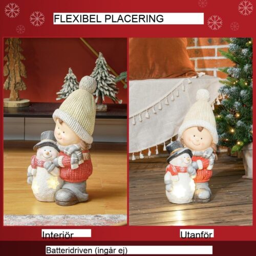 Bedårande LED Gnome Snowman Figur, 45,5 cm juldekoration för inomhus/utomhusbruk