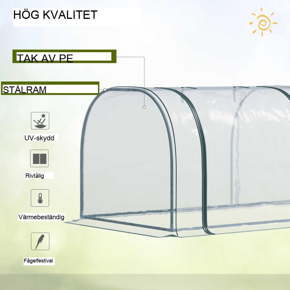 Robust växthus av stålfilm, 350x100x80 cm, perfekt för växttillväxt året runt