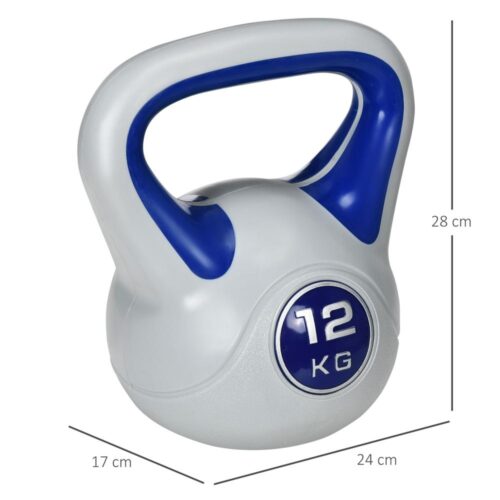 Blå 12KG golvvänlig Kettlebell för styrketräning och hemmaträning