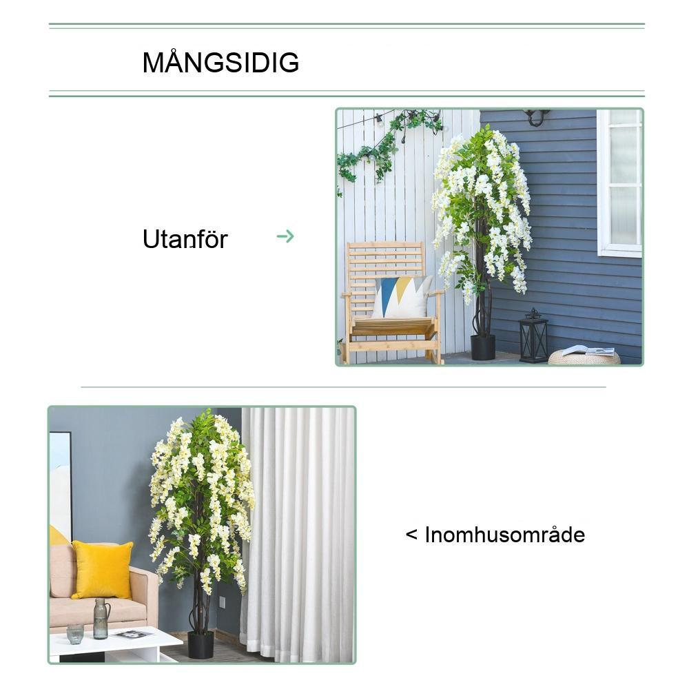 Realistisk Vit Wisteria konstgjord växt, inomhus-/utomhusdekor med kruka