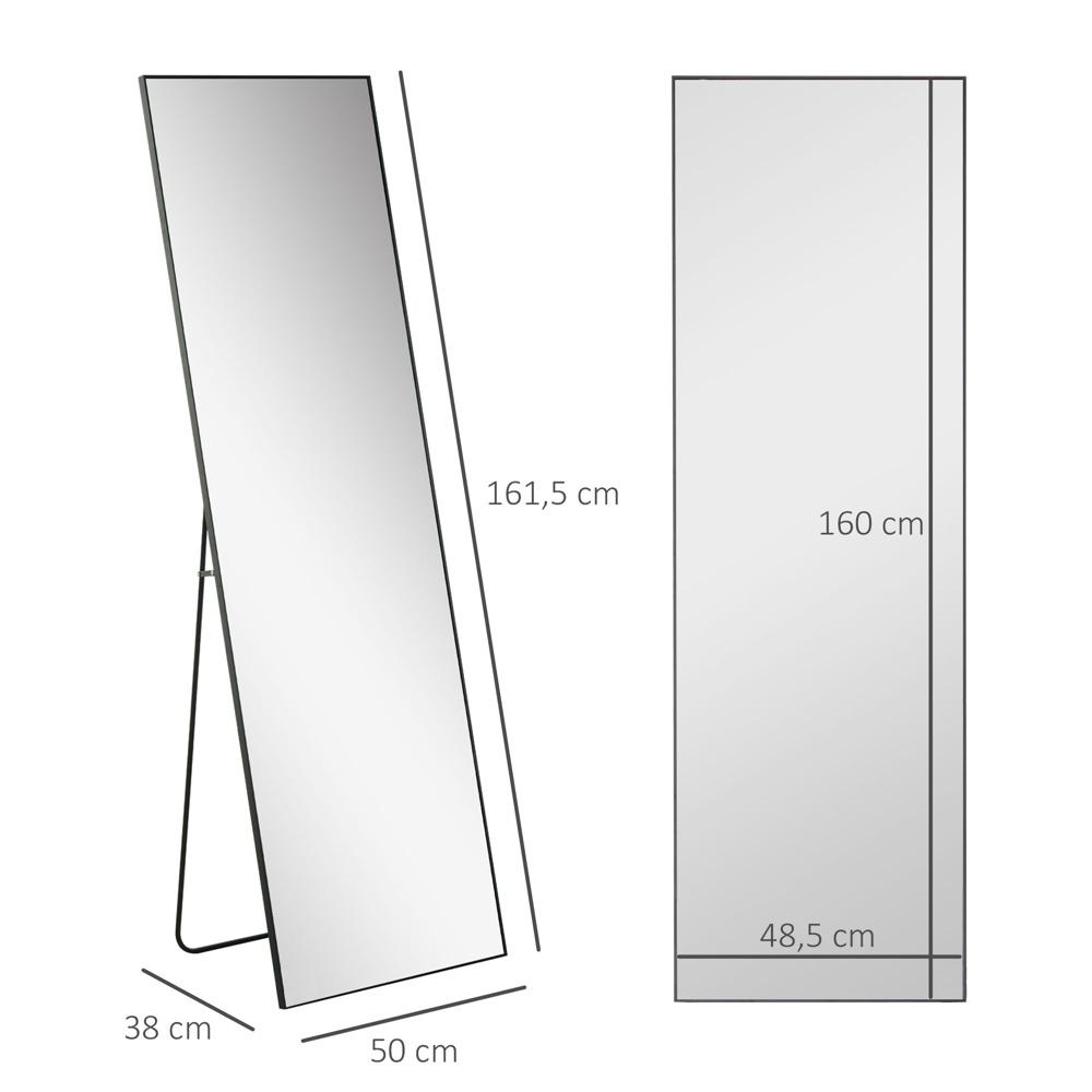 Fristående omklädningsspegel i full längd av aluminium för sovrum, väggmonterbar