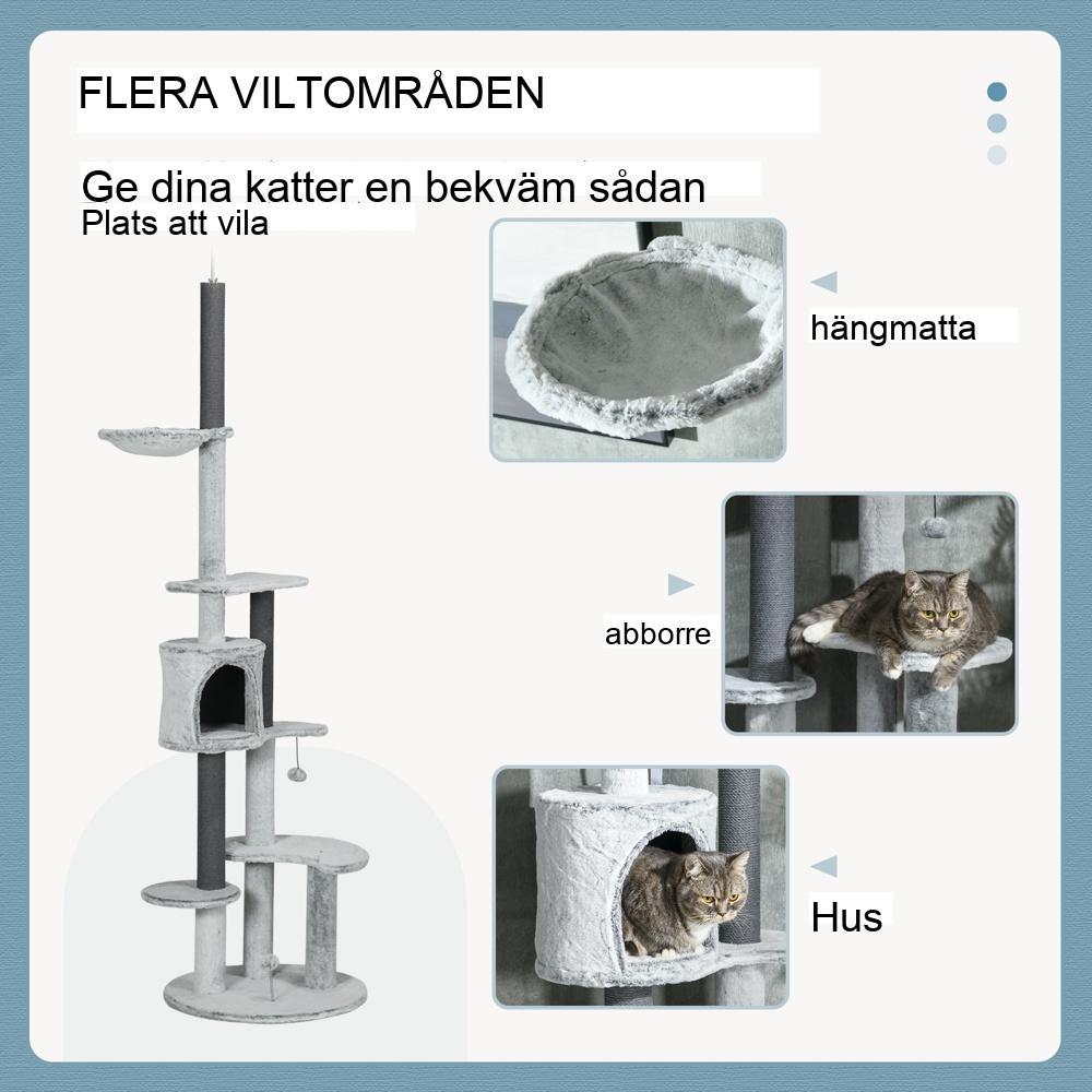 Justerbar takskrapstolpe med grotta, lekboll och tippskydd (grå)