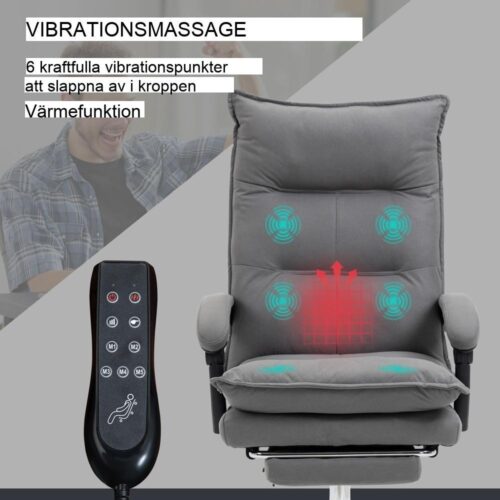 Ergonomisk massagekontorsstol med värme och justerbar höjd