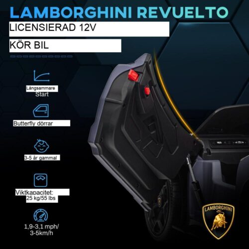 Licensierad Lamborghini elektrisk barnbil med fjärrkontroll, musik och belysning