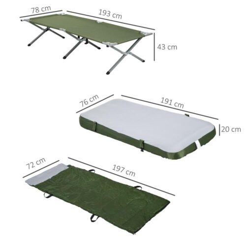 Campingsäng Combo: hopfällbar spjälsäng, madrass, sovsäck och kudde (upp till 120 kg)