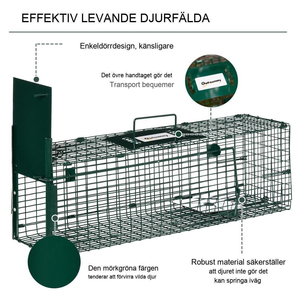 Levande fälla för möss – säker och human stålfångare, grön, 60x18x20 cm