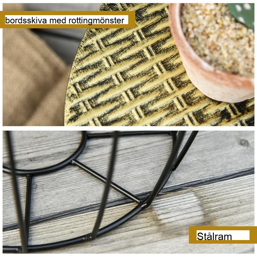 Industriell stil 3-delad stapelbar rotting sidobordsset – svart