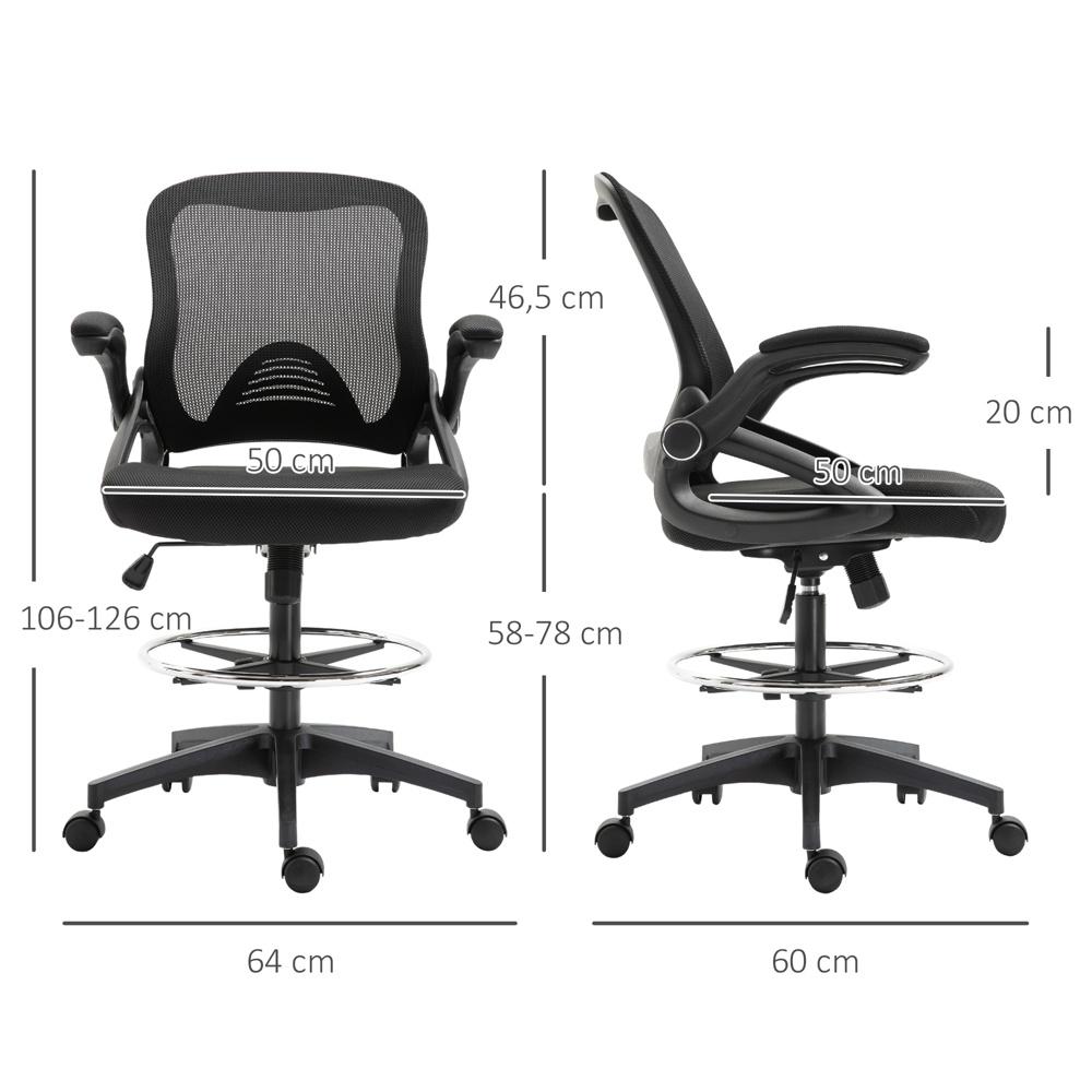 Ergonomisk kontorsstol Mesh Swivel med justerbart fotstöd och höjd (svart)