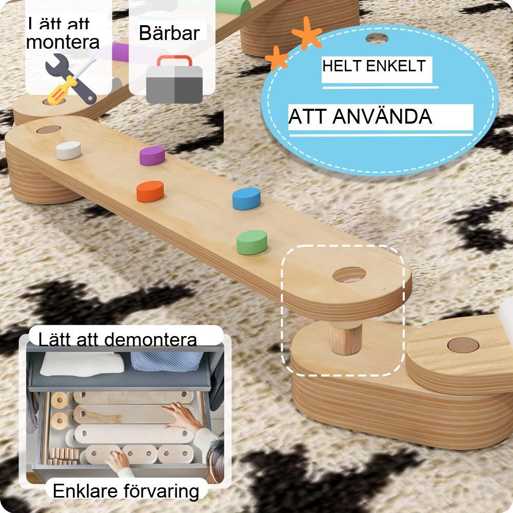 Balansstång i trä för barn, Montessori-leksak för koordination och nöje (åldrar 3-8)