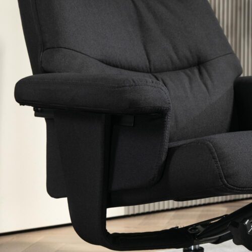 Black Velvet Recliner Stol med gung- och vridfunktion samt fotpall