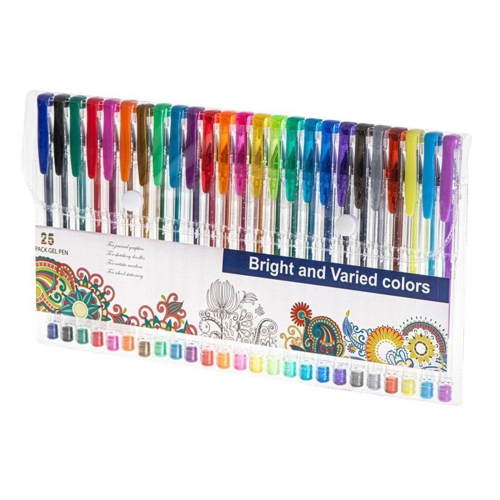 25 färger Glitter Gel Pens Set – Metallisk och fluorescerande skriva och rita för barn och vuxna