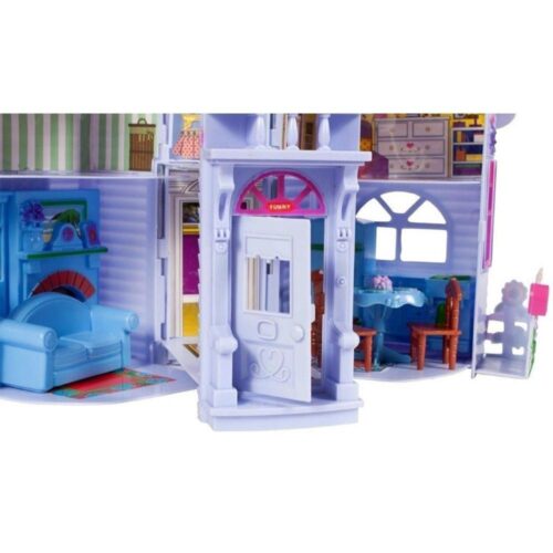 Country Style Folding Dolls House Villa med familj och möbler set