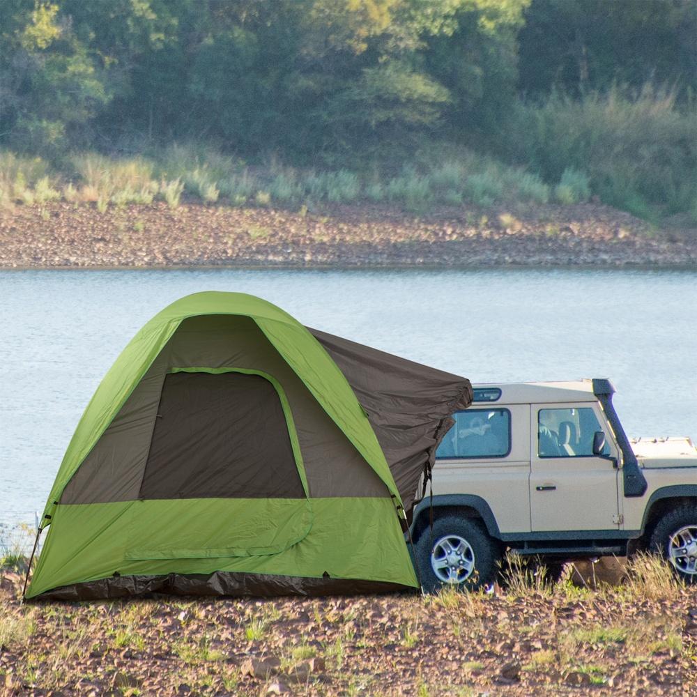 Rymligt 4-5 personers biltält, grönt, SUV-kompatibelt, justerbart lock, glasfiberstänger