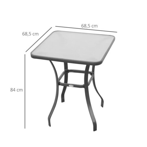 Modernt svart fyrkantigt glas trädgårdsbord 68,5 cm väderbeständigt