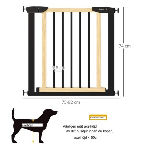 Automatisk stängning av hundskydd, 75-82cm, svart träfinish