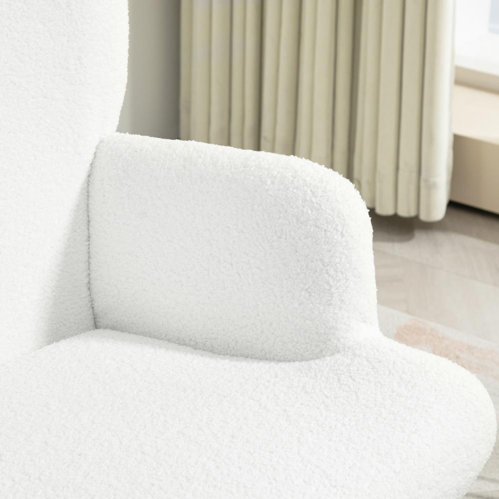 Sherpa Wing Chair med Pall Set – Modern White Lounge Chair och fotpall