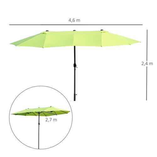 Stort dubbelgrönt trädgårdsparaply – Handvev, 460x270cm för terrass och uteplats