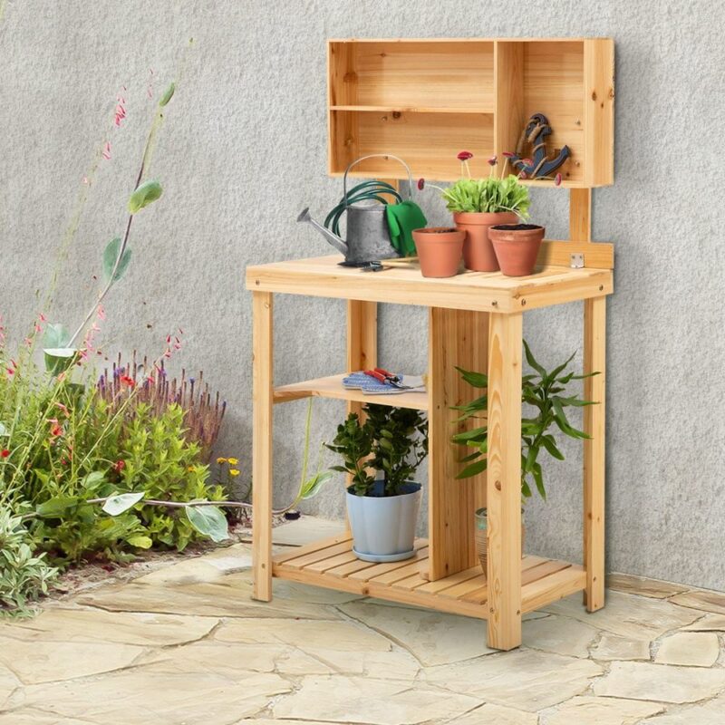 Gran Wood Plant Stand med hyllor för trädgård uteplats balkong