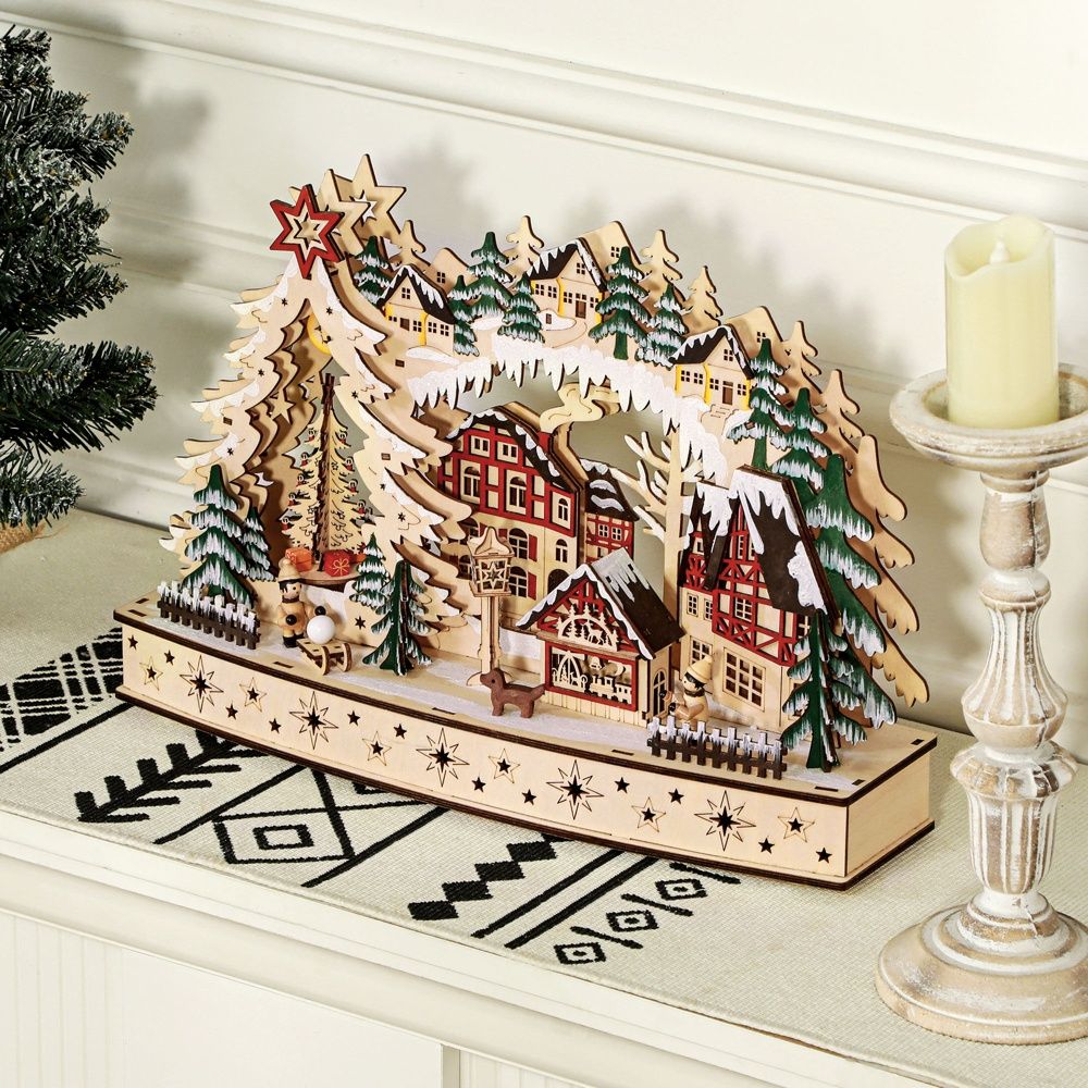 LED-upplyst Winter Wonderland Christmas Village-dekor